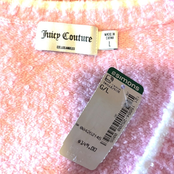 Juicy Couture pink shiny logo bouclé knit cardigan NWT - Picture 11 of 12